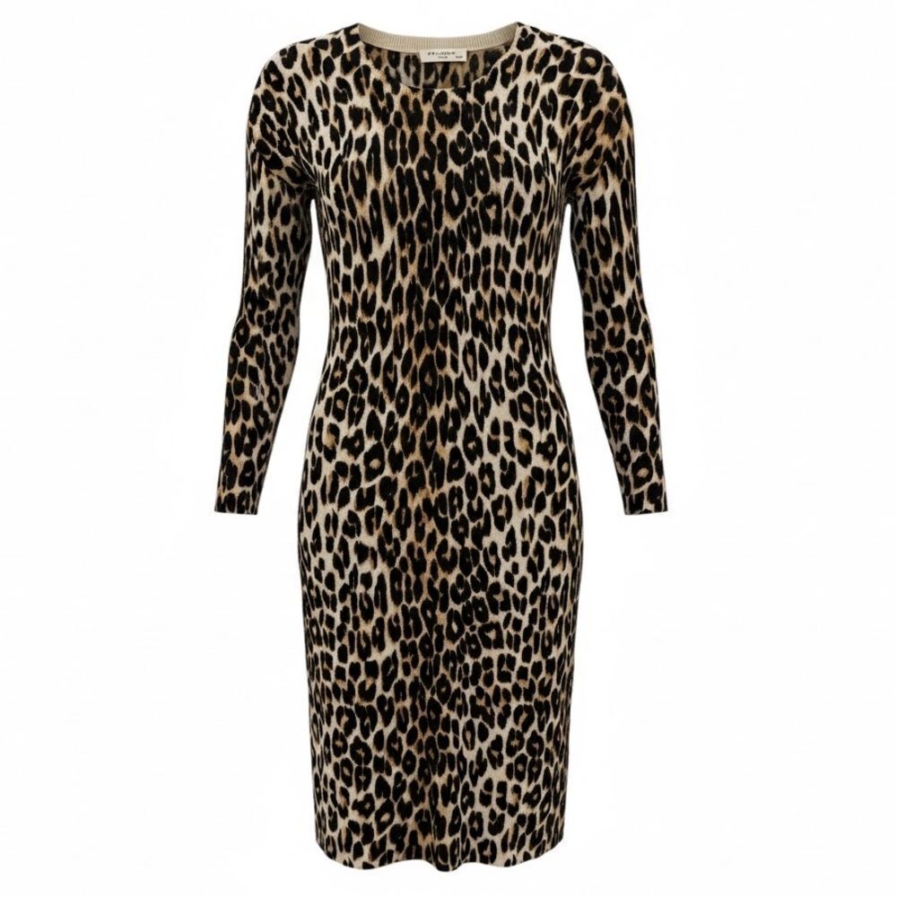 Equipment Femme Silk Cashmere Blend Marta Dress Leopard Print Sweater Size XS